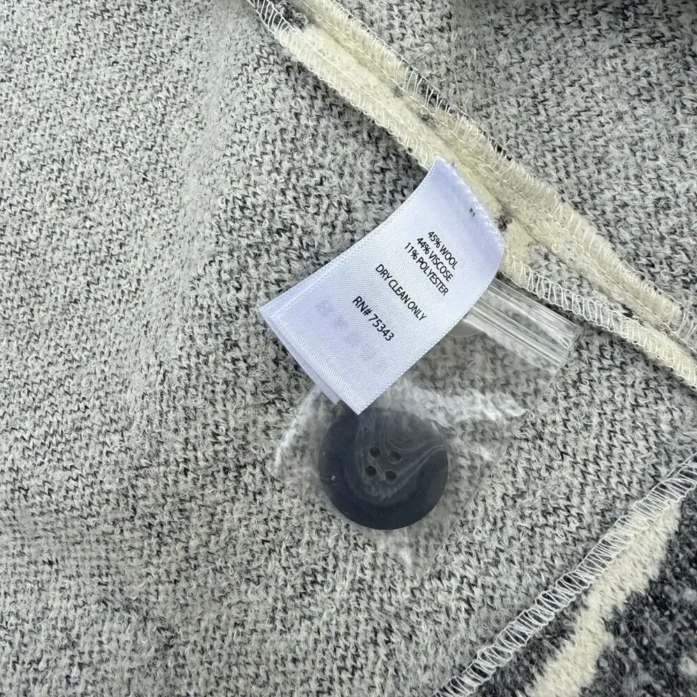 Lucy and Laurel Floral Wool Blend Coat Jacket Cream Gray Button Front Size Large - Picture 3 of 10